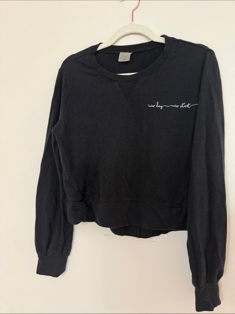 CALIA by Carrie Underwood Black Crewneck Sweatshirt with White Script